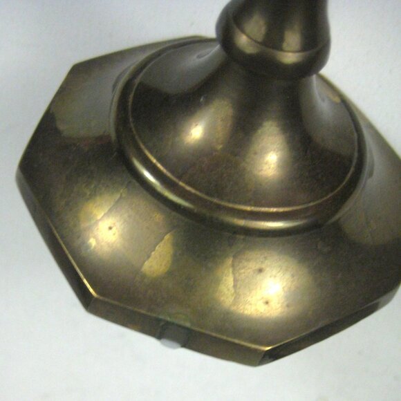Vintage Brass Candlestick Set 2 Hexagonal Base - Picture 9 of 12